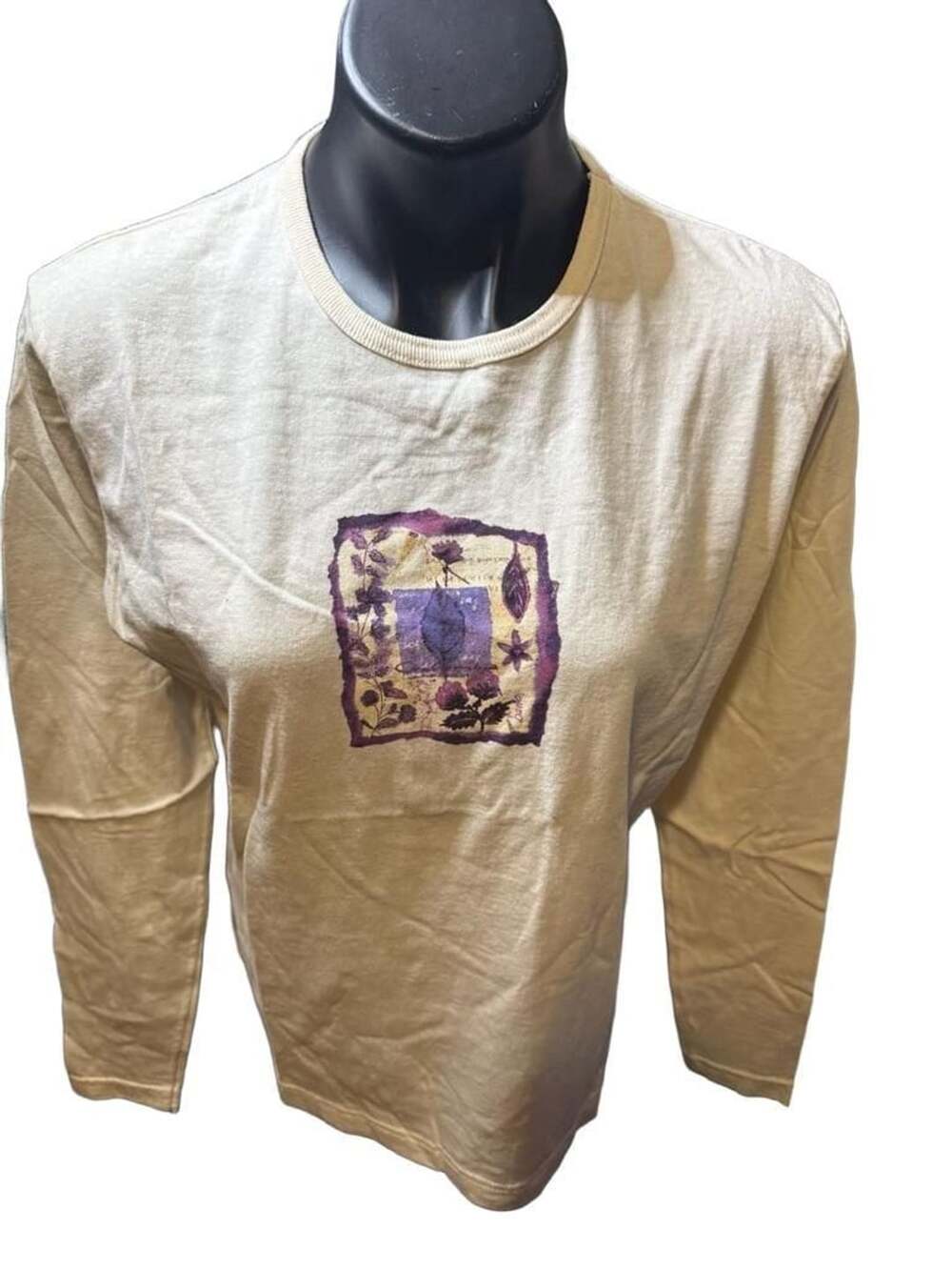 Columbia Long Sleeve Graphic Shirt Size M Off White Cotton